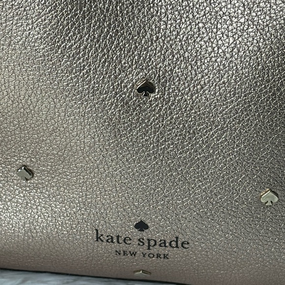 KATE SPADE NEW YORK Marti Spade Stud Small Bucket Bag - Golden Pea Metallic - Picture 12 of 16